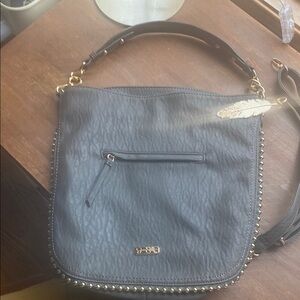 B.Ø.C. Gray Crossbody Bag with Gold Accents